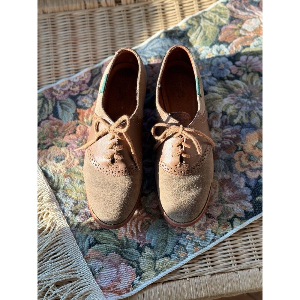Vintage G.H. Bass “Saddles & Bucks” Saddle Shoes Tan Suede Leather Oxfords 6.5M - Picture 7 of 9